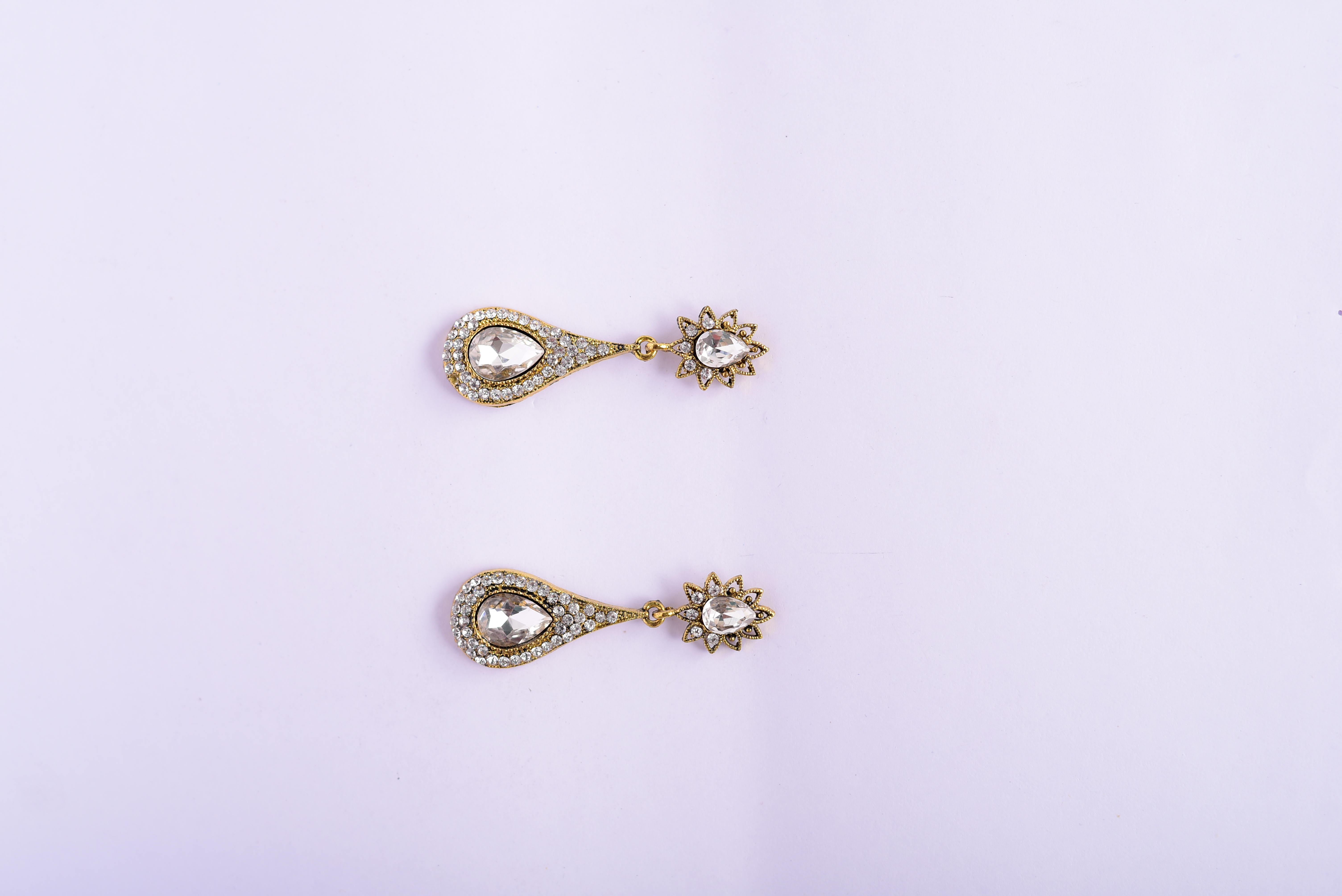 Namokriti Royal Teardrop Dangler Earrings – Gold-Toned with Sparkling Stones