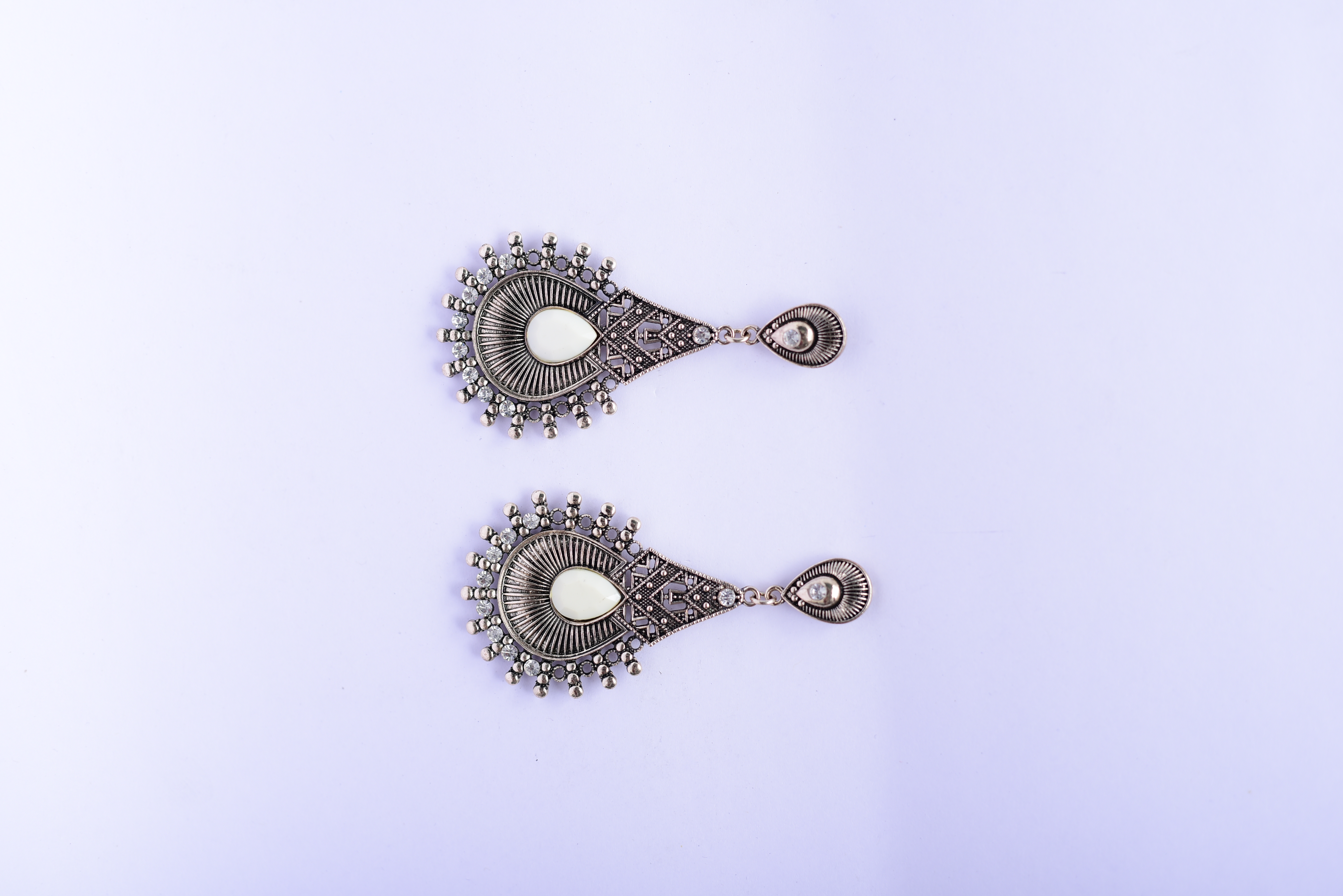 Namokriti Elegant Oxidized Silver-Toned Teardrop Earrings with Antique Finish